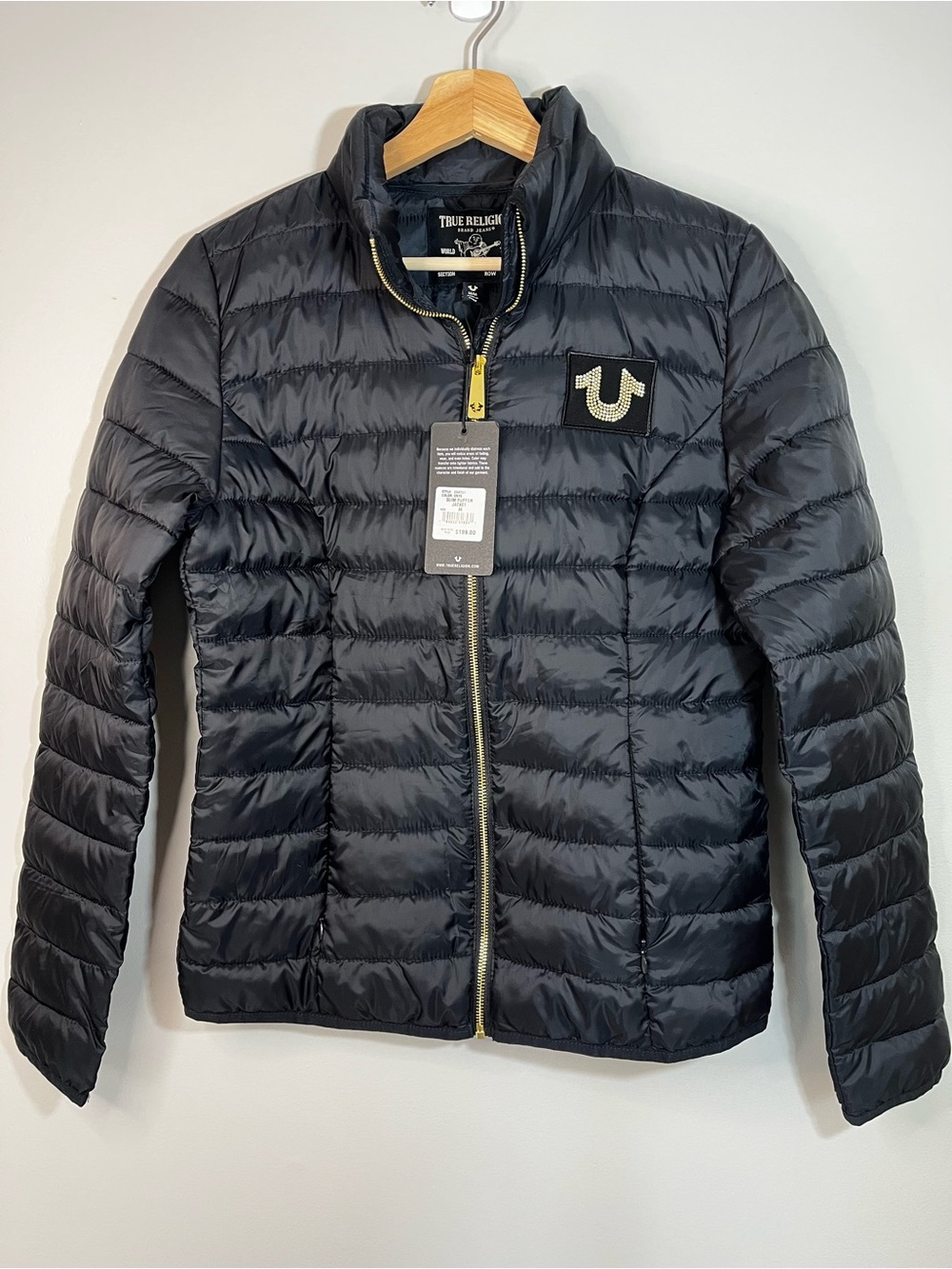 NWT True Religion Black Quilted Puffer Jacket Lightweight Women’s Medium